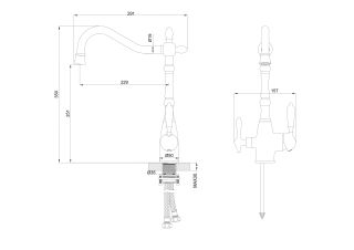 Смеситель для кухни Wonzon & Woghand WW-88458006-BGM c подключением фильтра тёмный графит